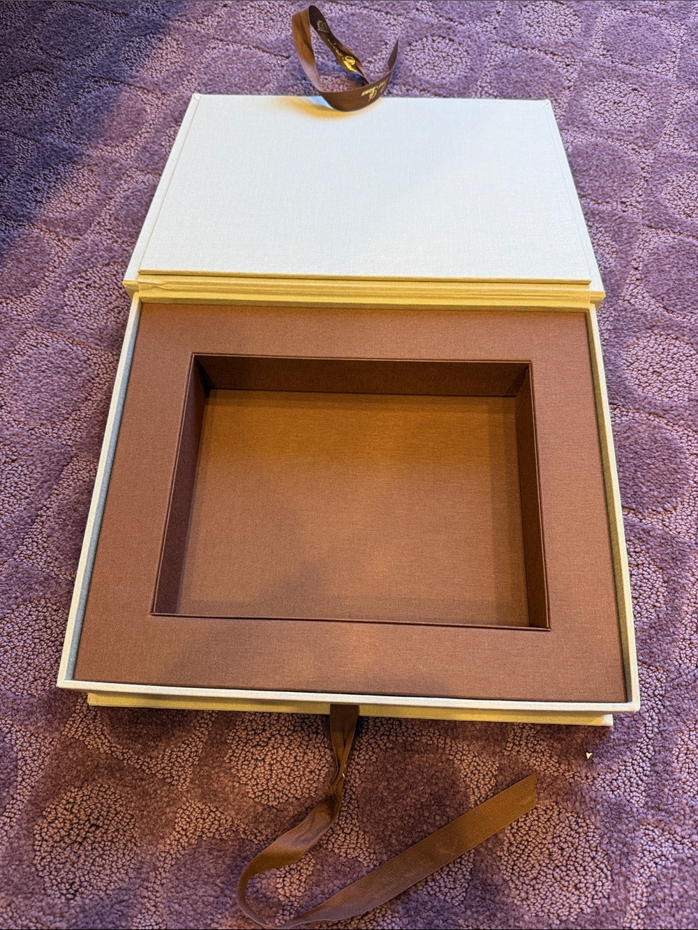 Loro Piana Cream Gift Box with Brown Ribbon and Gold Logo - Picture 2 of 5